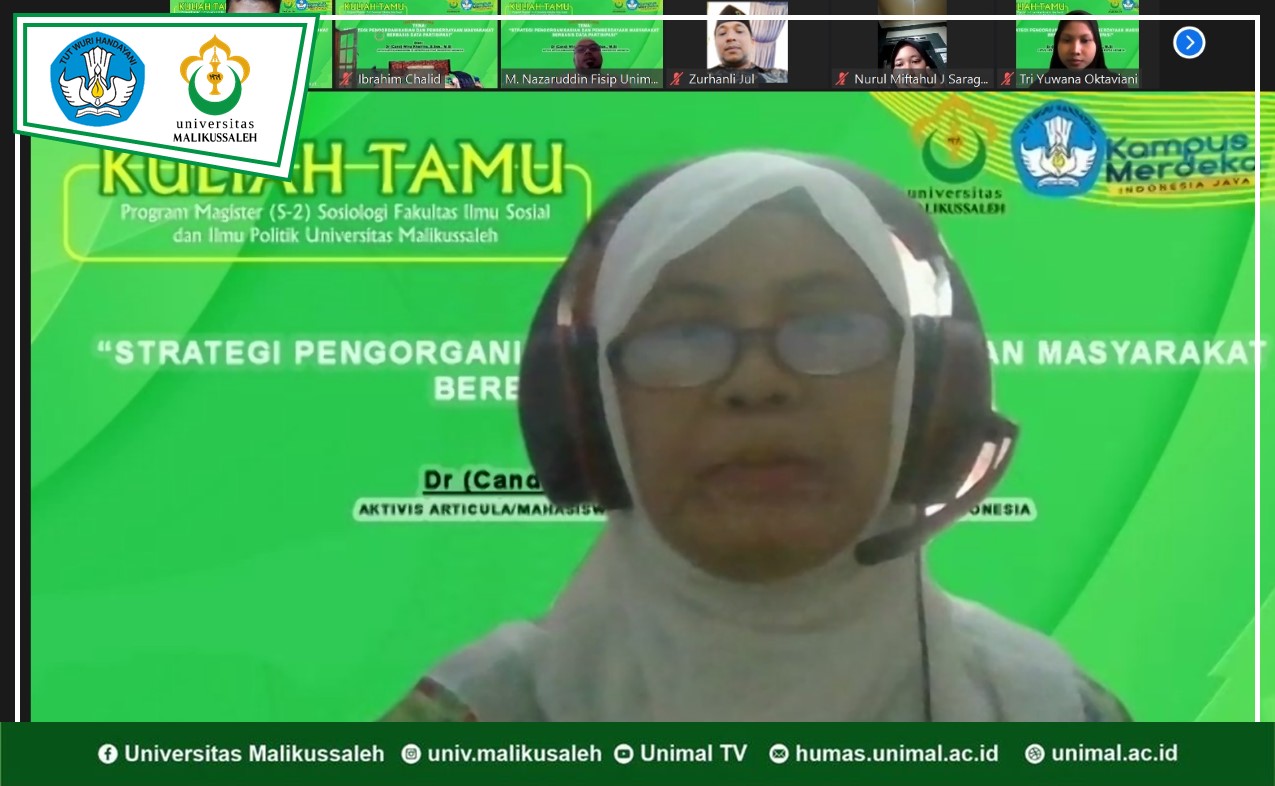 ktivis Articula dan mahasiswa S3 Antropologi FISIP Universitas Indonesia yaitu Dr (cand) Wina Khairina MSi dalam layar Zoom Meeting